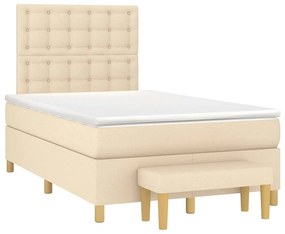 vidaXL Cama boxspring com colchão 120x190 cm tecido cor creme