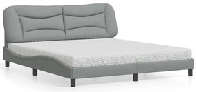 vidaXL Cama com colchão 180x200 cm tecido cinzento-claro