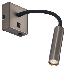 Candeeiro de parede moderno cor de chumbo com USB-C - Gosna Moderno