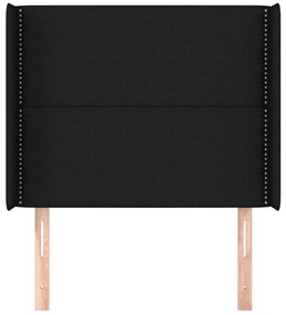 Cabeceira de cama c/ abas tecido 83x16x118/128 cm preto