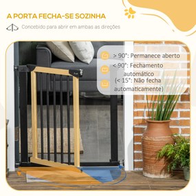 Barreira de Segurança para Cães Extensível para Escadas e Portas 75-103cm Barreira de Segurança com 2 Extensões de Aço Fechamento Automático e Sistema