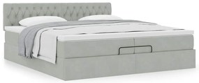 Estrutura de cama otomana com colchão 200x200 cm cinzento claro