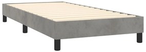 Cama box spring c/ colchão/LED 90x190 cm veludo cinzento-claro
