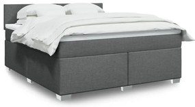 vidaXL Cama com molas/colchão 180x200 cm tecido cinzento-escuro