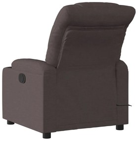 Poltrona de massagens reclinável tecido castanho-escuro