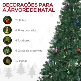 HOMCOM Árvore de Natal Artificial 210cm Ignífugo com 1036 Ramos 53 Dec