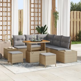 Conjunto de Sofás de Jardim vidaXL com Almofadas Bege Polirattan Acáci