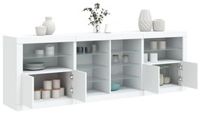 Aparador com luzes LED 202x37x67 cm branco