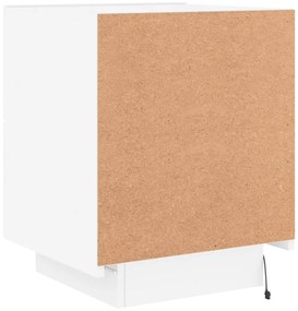 Mesa de cabeceira com luzes LED derivados de madeira branco