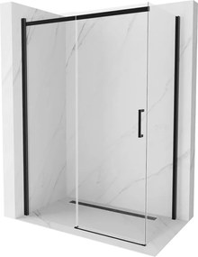 Mexen Omega cabine de duche deslizante 140 x 80 cm, transparente, preta - 825-140-080-70-00