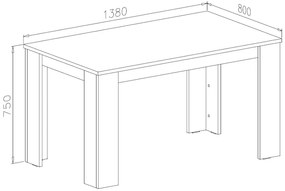 Mesa de jantar 140 cm, Cor Branco mate, Tamanho: 138x80x75cm