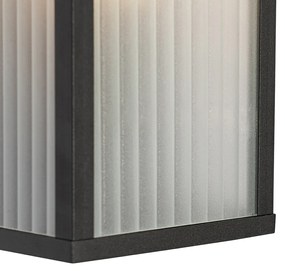 LED Candeeiro de Parede Inteligente Preto para Exterior com Vidro Canelado incl. WiFi A60 - Charlois Moderno