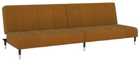 Sofá-Cama Laila em Veludo - Castanho - Design Moderno