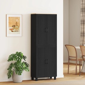 Armário de Cozinha Alto, 60 x 30 x 170,5 cm, 4 Portas, Preto