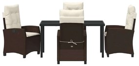 Conjunto de Jantar de Jardim de 5 Peças com Almofadas - Rattan Castanh