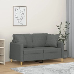 Sofá 2 lugares +almofadas decorativas 120cm tecido cinza-escuro