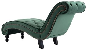 Chaise Longue Elia em Veludo -  Verde - Design Vintage