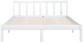 Estrutura de cama em pinho maciço 160x200 cm branco