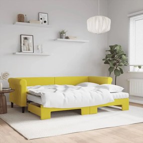 vidaXL Sofá-cama com gavetão e colchões 80x200 cm veludo amarelo