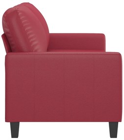 Sofá de 2 lugares 140 cm couro artificial vermelho tinto