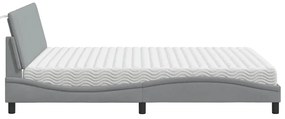 Cama com colchão 160x200 cm tecido cinzento-claro