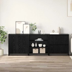 vidaXL Buffet 3 pcs Carvalho preto 70 x 41 x 75 cm Madeira processada