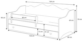 Cama infantil dupla Emma II branca 160x80 - colchão e estrado incluído