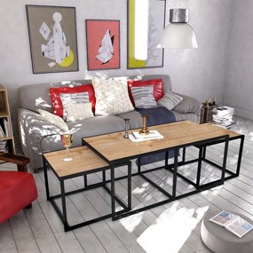 Mesa de Centro Gigante – Carvalho e Preto – 120x50x60 cm