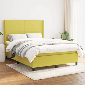 vidaXL Cama com molas/colchão 140x190 cm tecido verde