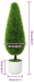 Planta Artificial Topiária de Pinho com Vaso 24x90 cm Verde