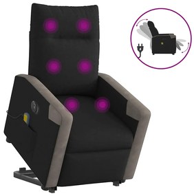 Poltrona elétrica elevatória massagens tecido preto