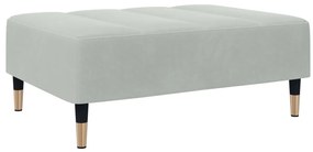 Sofá-cama 2 lugares c/ apoio de pés veludo cinza-claro
