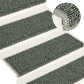 Tapete/carpete para degraus 15 pcs 65x21x4 cm verde