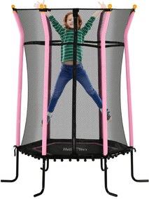 HOMCOM Trampolim para Crianças Cama Elástica Infantil com Rede de Segurança para Interiores e Exteriores Ø163,5x190 cm Rosa