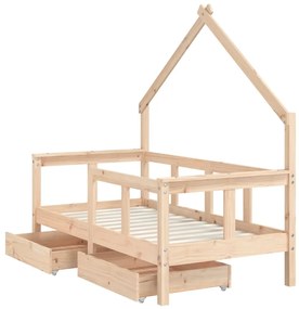 Estrutura de cama infantil c/ gavetas 70x140 cm pinho maciço