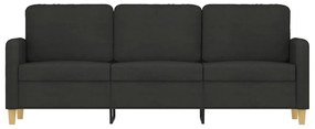 Sofá de 3 Lugares Chloé - Em Tecido - Cor Preto - 198x77x80 cm - Com o