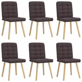 Cadeiras de jantar 6 pcs tecido castanho-escuro