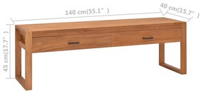 Móvel de TV 140x40x45 cm madeira de teca reciclada