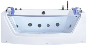 Banheira de hidromassagem em acrílico branco com LED 175 x 85 cm FUERTE Beliani