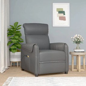 vidaXL Poltrona de massagens elétrica couro artificial cinzento