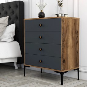 Cômoda Lizbon500 – Nogueira e Antracite – 76x90,7x40 cm