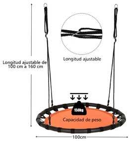 Baloiço ajustável em altura 100-160 cm para Parque Infantil do Jardim das Árvores e Laranja