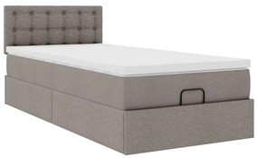 Cama otomana com colchão 100x200 cm tecido cinza