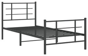 Estrutura de cama com cabeceira e pés 90x200 cm metal preto