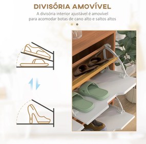 HOMCOM Sapateira com 4 Gavetas e Prateleiras Ajustáveis Móvel para Sapatos de Corredor para 16 Pares de Sapatos 95x26x95 cm Madeira