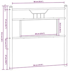 Cabeceira de cama 90 cm derivados madeira/aço carvalho fumado