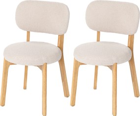 Conjunto de 2 cadeiras de sala de jantar, cadeiras de cozinha estofadas, pés em madeira de seringueira, 46,5 x 52 x 80 cm, creme