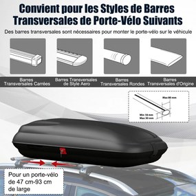 Caixa de teto de 420 L para carro com fechadura de combinação e 6 ganchos de porta e tapete antiderrapante, caixa de teto à prova d'água cinza