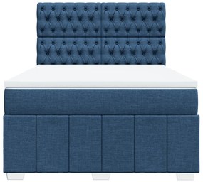 Cama com molas/colchão 140x200 cm tecido azul