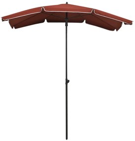 Guarda-sol de jardim com poste 200x130 cm terracota